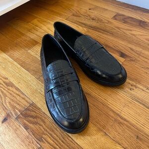 Topshop black croc loafers